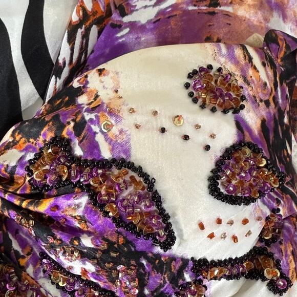 90s Y2k Cache Beaded Satin Tie Back Mermaid Formal Dress Sexy Party McBling 2 - Picture 14 of 15